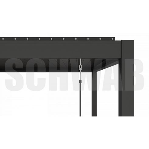 Alumínium pergola, kézi_meghajtással erősített tetőlamellákkal, 3x3 méter, antracitszürke