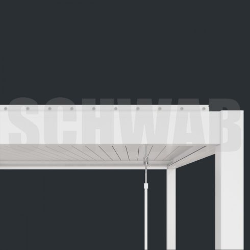 Alumínium pergola, kézi_meghajtással erősített tetőlamellákkal, 3x4 méter, fehér KIFUTÓ!